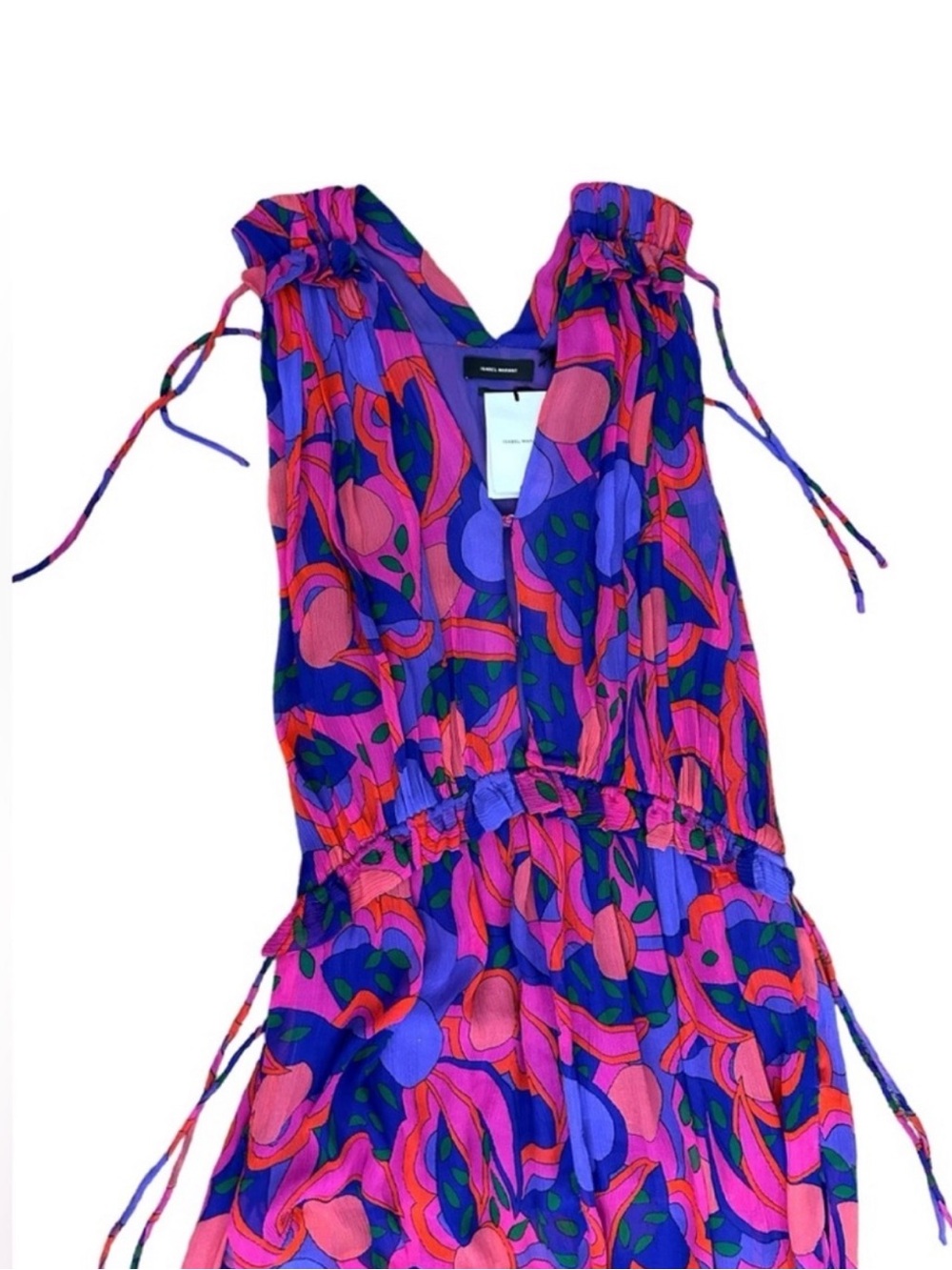 NWT Isabel Marant Alsaw Silk Chiffon Maxi Dress Pink Purple Floral  US 8 - Picture 12 of 17